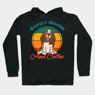 Basset Hound And Coffee Dog puppy Lover Cute Sunser Retro Hoodie